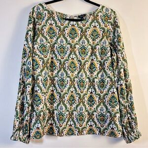 🙀 3/$18 Talbots Floral Lattice Lightweight Long Sleeve Top Like New Medium